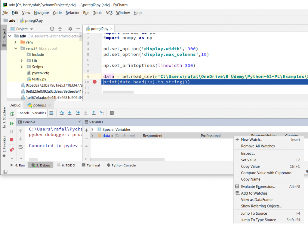 Mobilo » Blog Archive » Python: Pycharm – wyświetlanie dużych DataFame ...